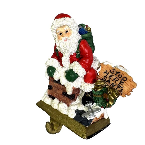 Kurt S Adler‎ Christmas Stocking Hanger Resin "Stop Here Santa" Chimney 1950's - Picture 2 of 6